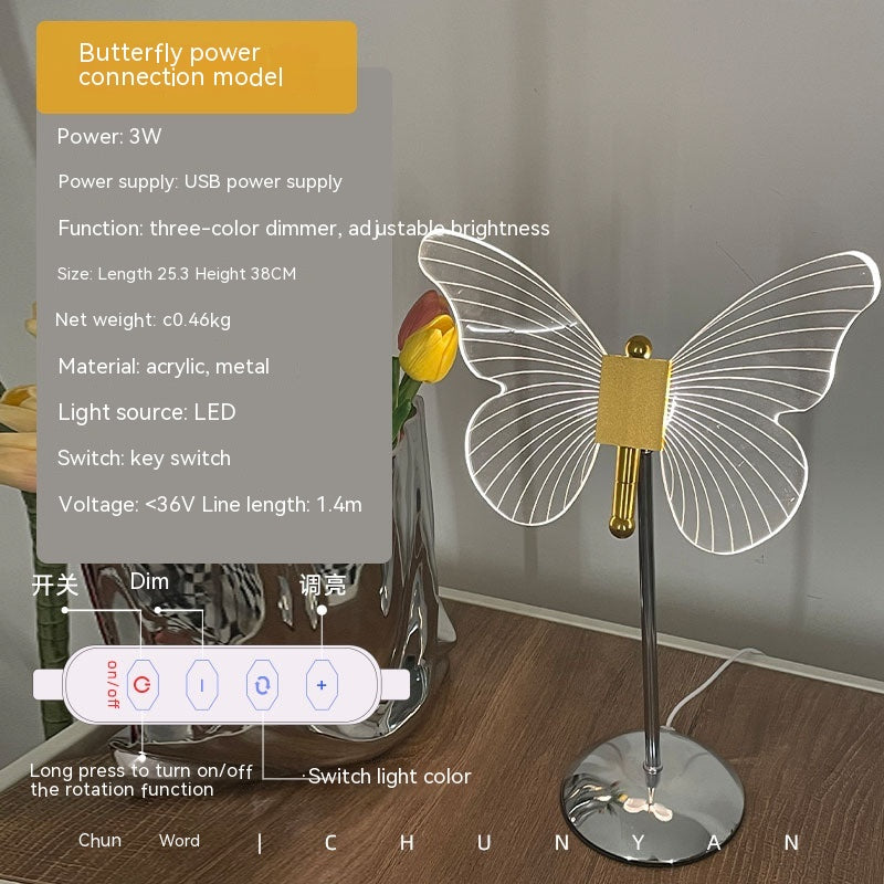 USB Night Light Bedside Table Ambience Light LED Crystal Decorative Table Lamp