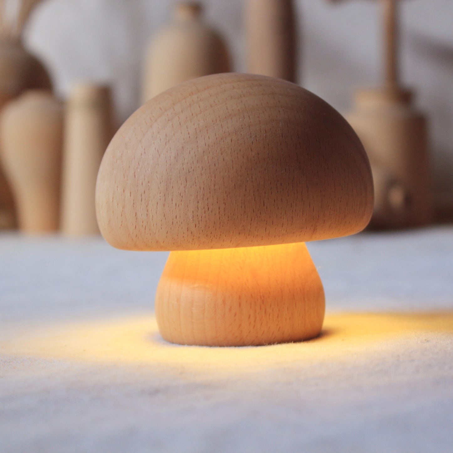 Solid Wood Mushroom Shape Rechargeable Night Light  470g