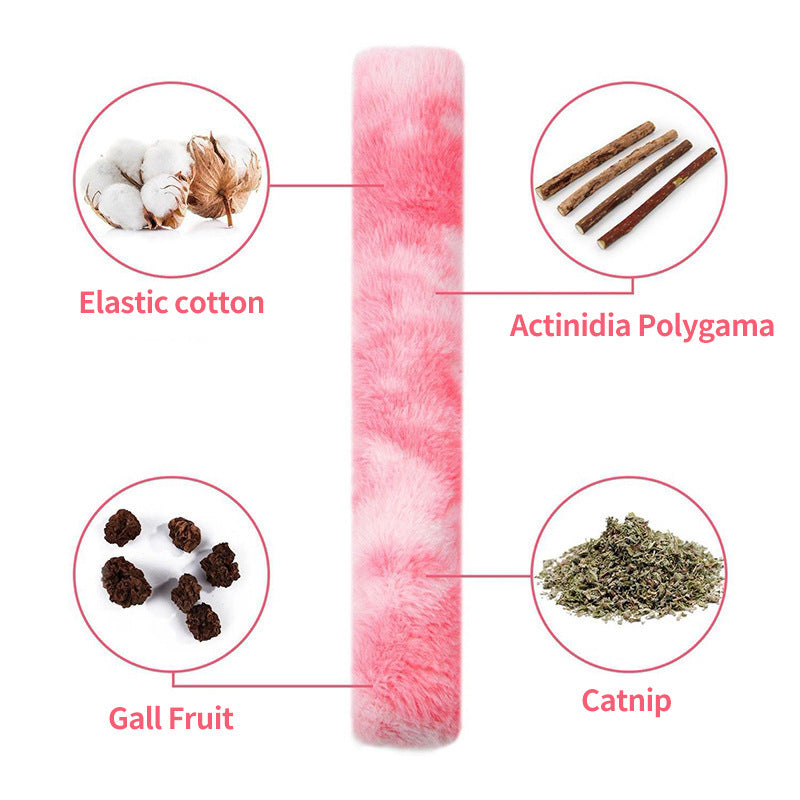 Plush Cat Chew Toy Catnip Self-hi Bite Toys Strip Pillow 100g