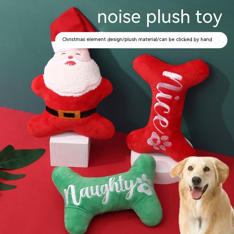 weight 50-70g Christmas Dog Plush Sounding Puppy Toy Santa Claus Decorations