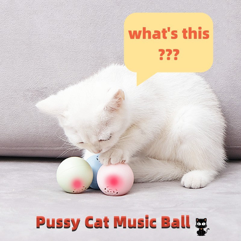 New Self-Hi Pussy Cat Music Ball Sounds And Bites Toys 45g