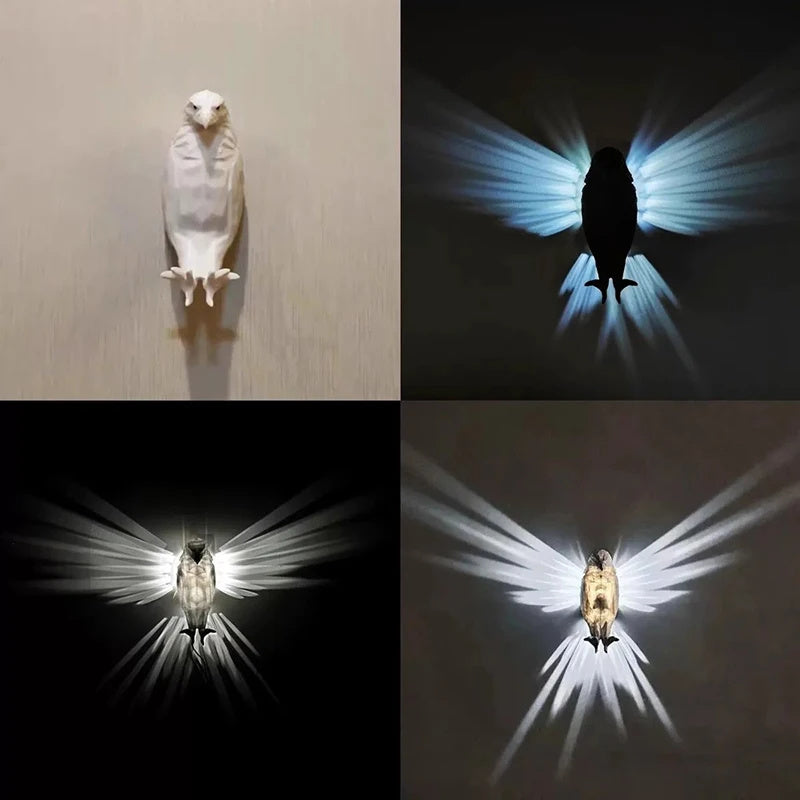 Price 7.27 usd weight 320g Modern Creative Bird Wall Lamp Owl Eagle Shape Projector Atmosphere Sconce Light 3D Print Body Animal Lighting Lustre Home Decor