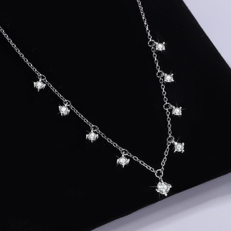 Shining Moissanite Clavicle Chain Jewelry 13g