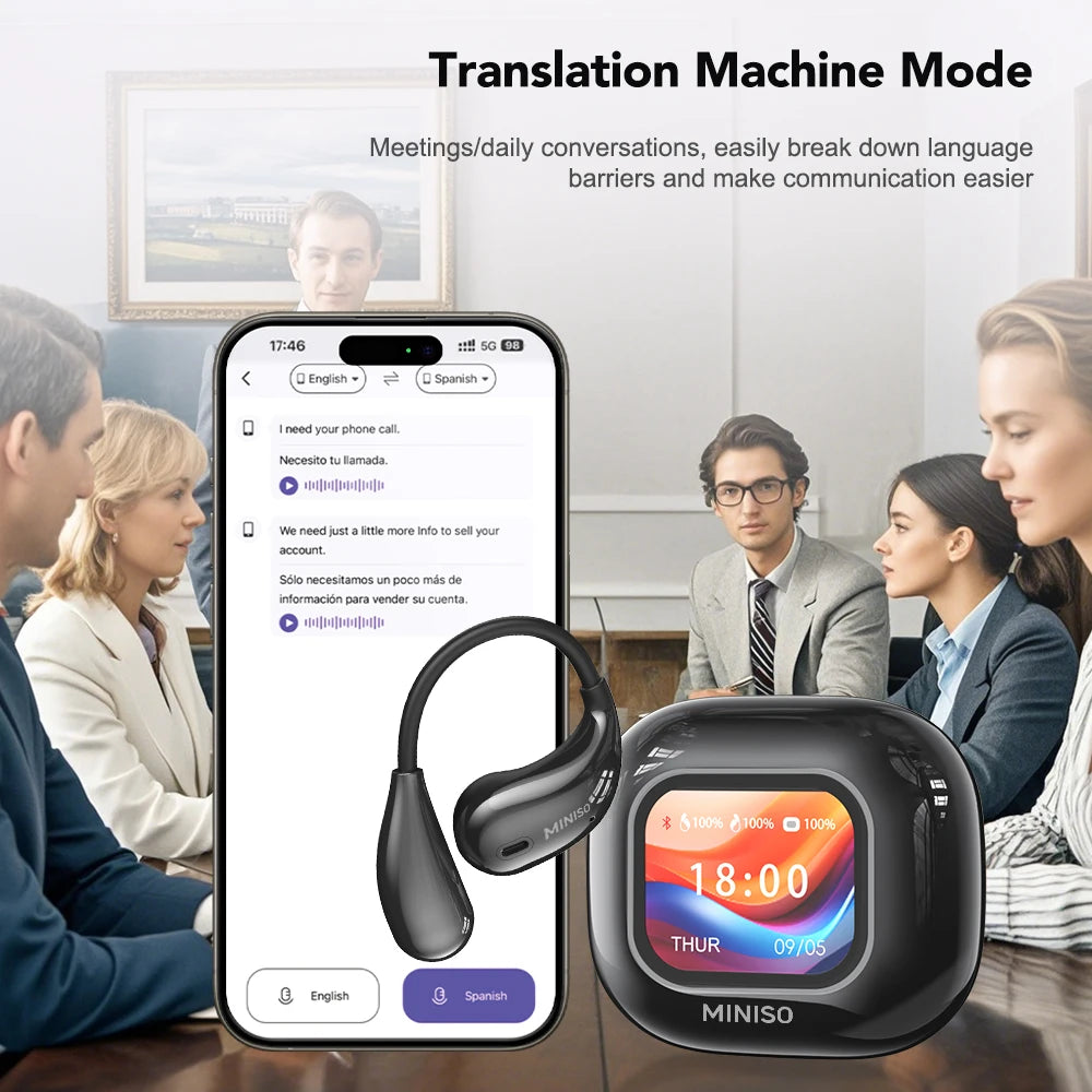 [AI Translator Earphone] MINISO M95 AI Wireless Headphones Office Travel,5.4 True Wireless Earbuds  Low Latency Headphones