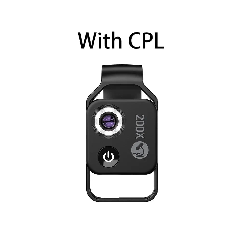 APEXEL 200X Pocket Microscope Lens with CPL Filter LED Light Mini Micro Macro Lenses for iPhone 15 13 14 Samsung All Smartphones