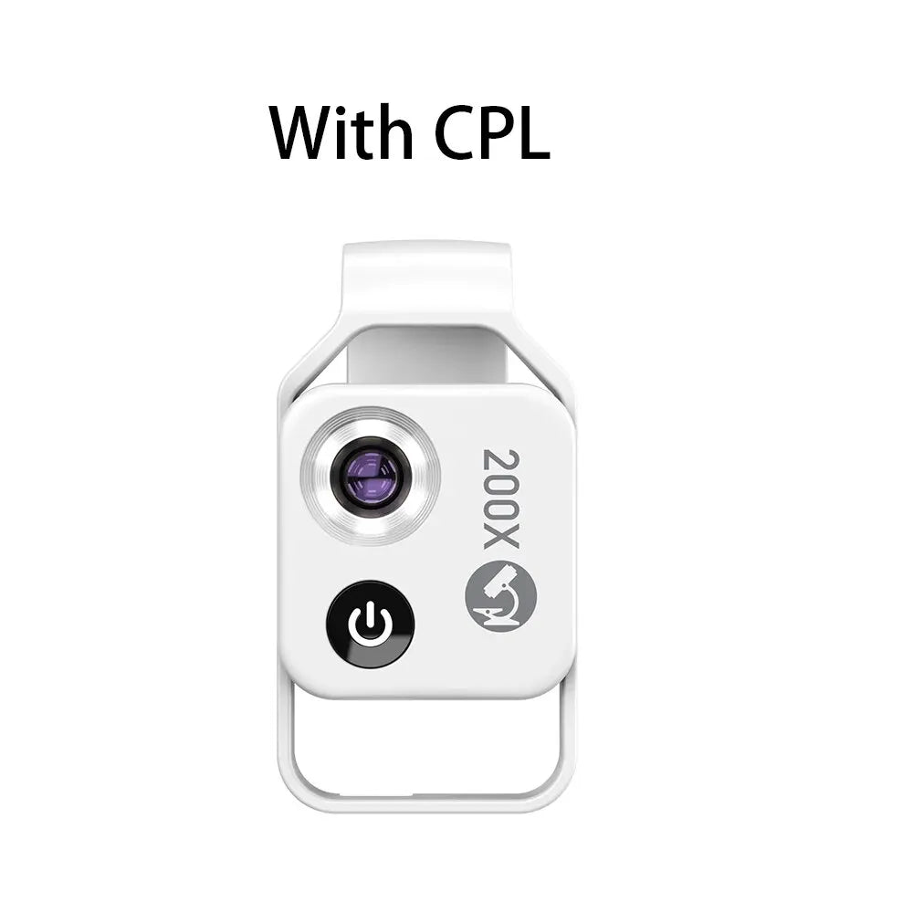 APEXEL 200X Pocket Microscope Lens with CPL Filter LED Light Mini Micro Macro Lenses for iPhone 15 13 14 Samsung All Smartphones
