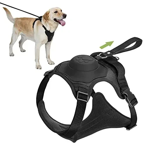 ATUBAN 2-in-1 Dog Harness,No Pull Pet Harness with Self-shrinking Leash,Auto Lock Function to Stop Dog Suddenly Running,Training