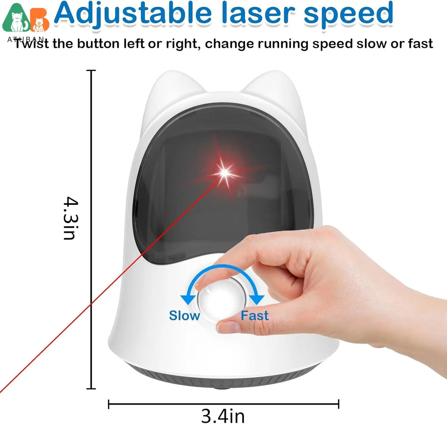 ATUBAN Laser Cat Toys with Real Random Trajectory, Automatic Cat Laser Toy Rechargeable Interactive Cat Toys for Indoor Cats