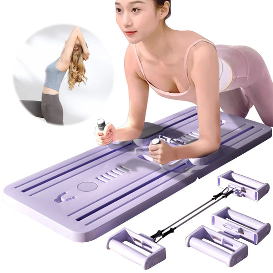 Abdominal Exercise Board Fitness Board with Mat & Counter Push Up Board Automatic Rebound Pilates Reformer Set Fitness Equipment