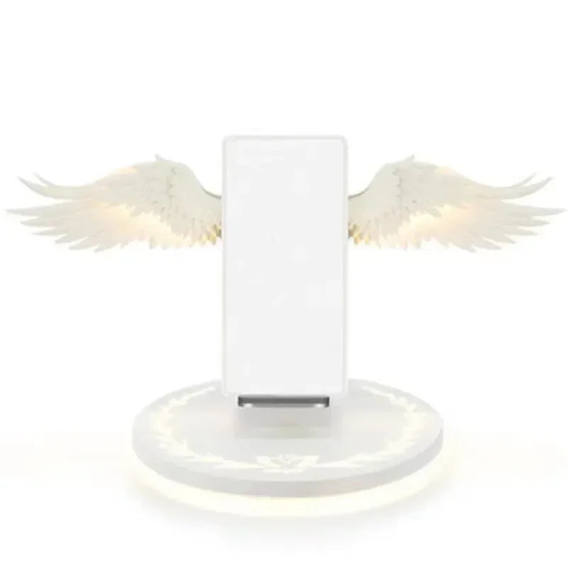 Angel Wings QI Phone Fast Charge 10W Wireless Charger Creative Movable Wing Shape with Breathing Light and Music Function Gift