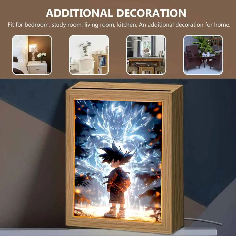 Anime Figur Licht Malerei Foto Rahmen Dragon Ball Z Goku Led Nachtlicht Lampe Nachttisch Dekorieren Weihnachten Geschenke Mond Lampe