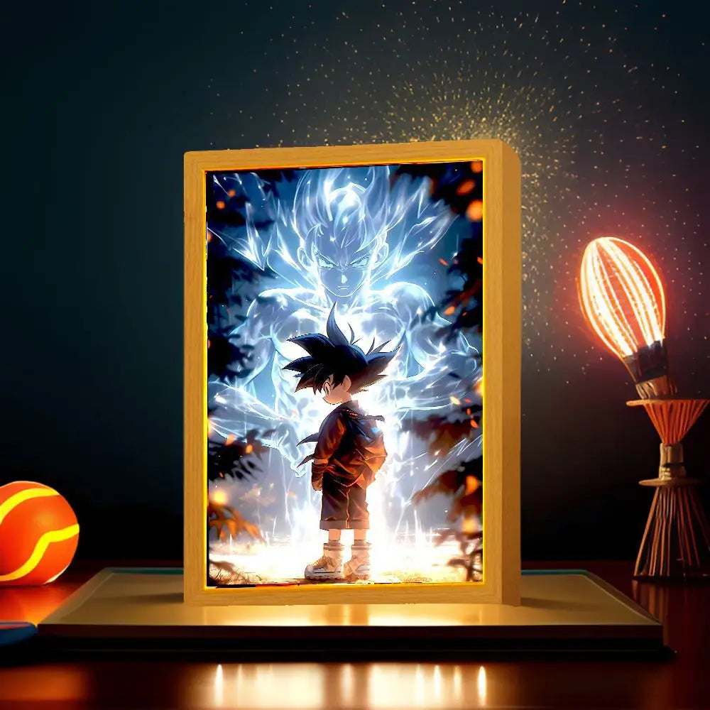 Anime Figur Licht Malerei Foto Rahmen Dragon Ball Z Goku Led Nachtlicht Lampe Nachttisch Dekorieren Weihnachten Geschenke Mond Lampe