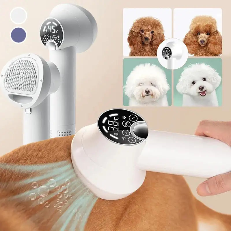 Asciugacapelli intelligente per cani 2 in 1 Pet Cat Hair Blowing pettinare ioni di ossigeno negativi Display della temperatura con controllo tattile a basso rumore