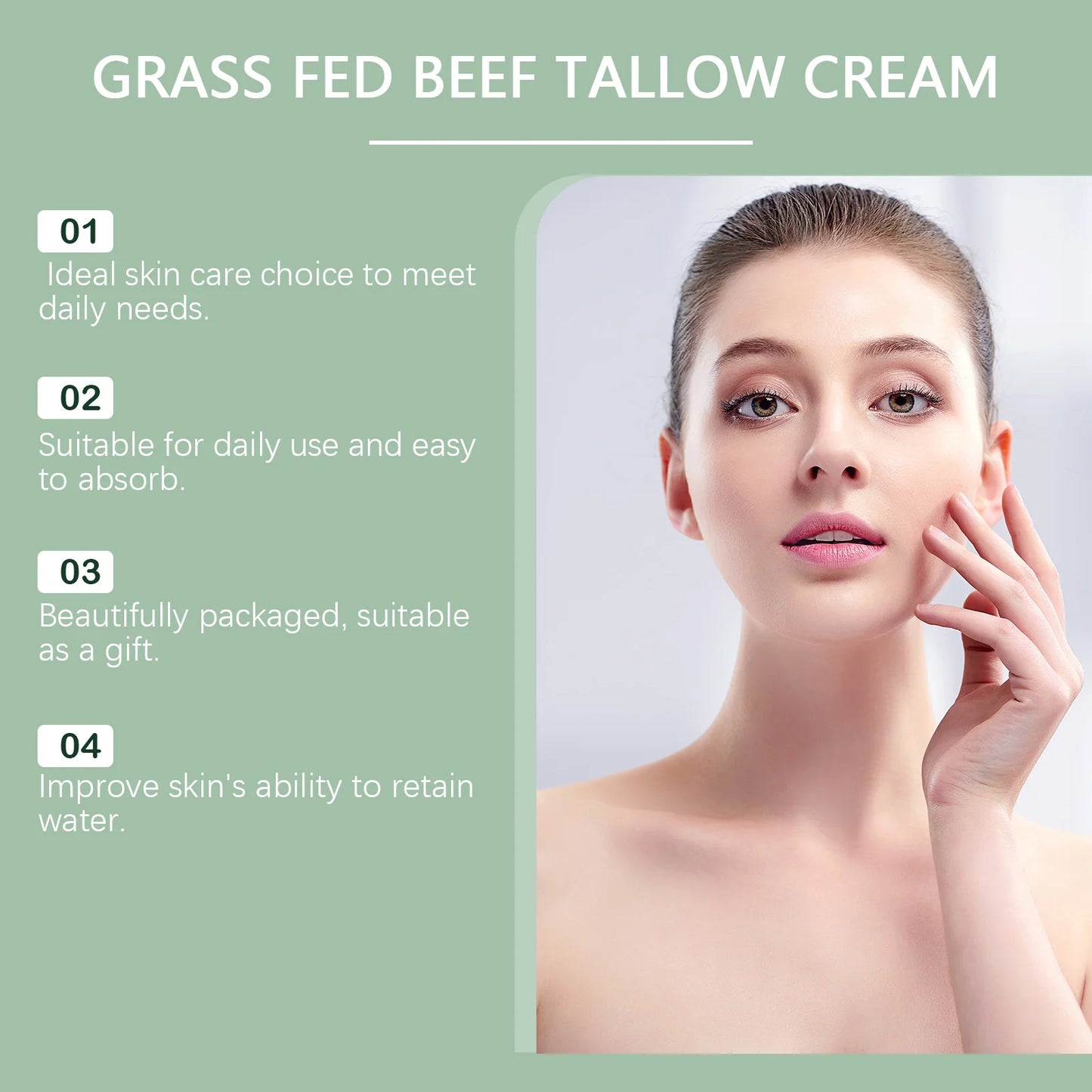 Beef Tallow Face Cream Repair Damaged Skin Moisturizing Grass Fed Body Lotion Rejuvenation Firming Lifting Nourishing Skin Care