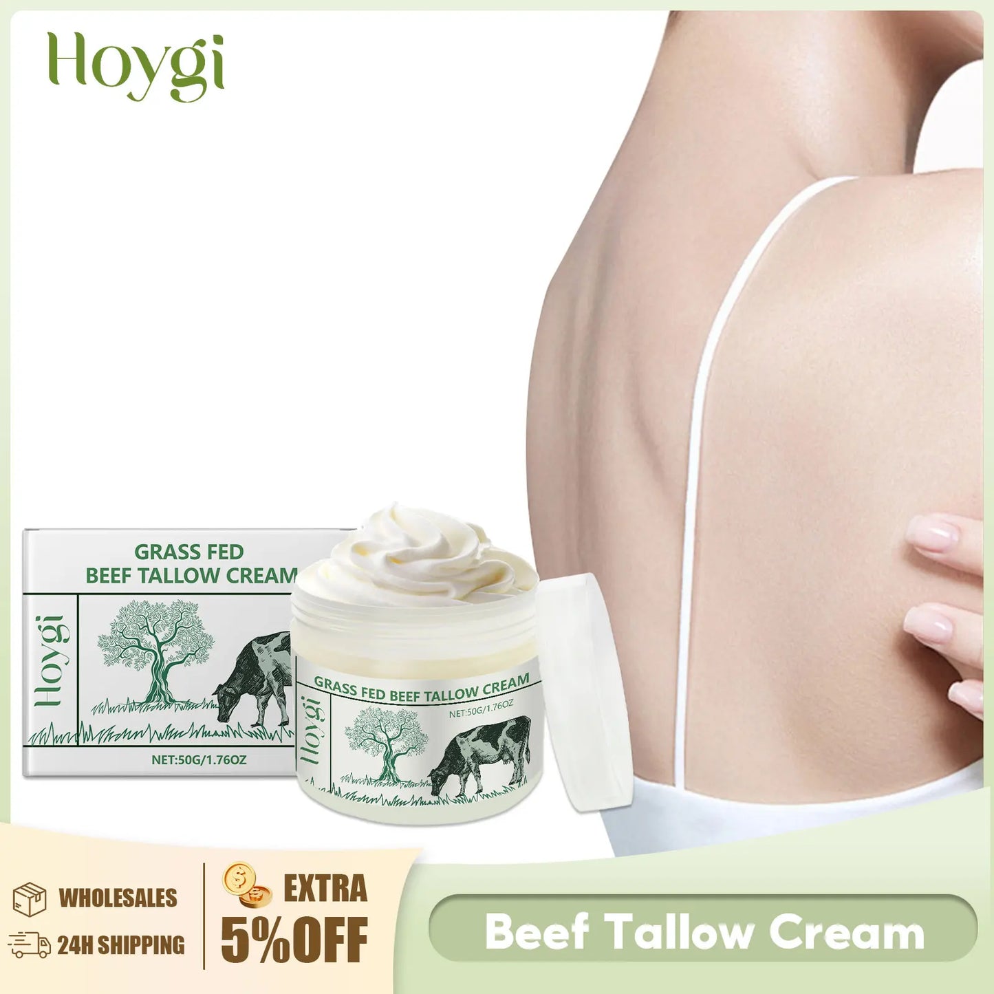 Beef Tallow Face Cream Repair Damaged Skin Moisturizing Grass Fed Body Lotion Rejuvenation Firming Lifting Nourishing Skin Care