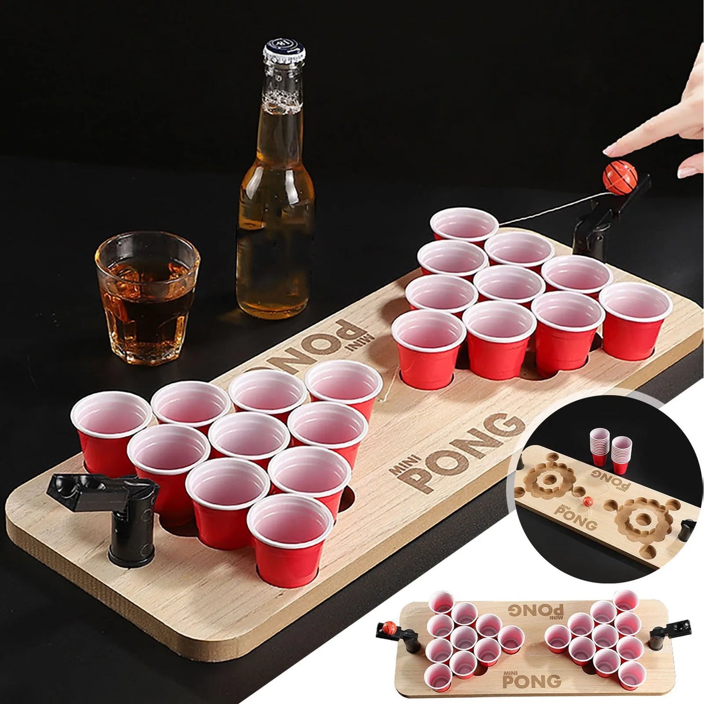 Beer Pong Cup Set Drinking Game Table Mat Set Beer Pong Party Cups Contains 20 Cups + 1 Sphere+ Table Mat Reusable For Party