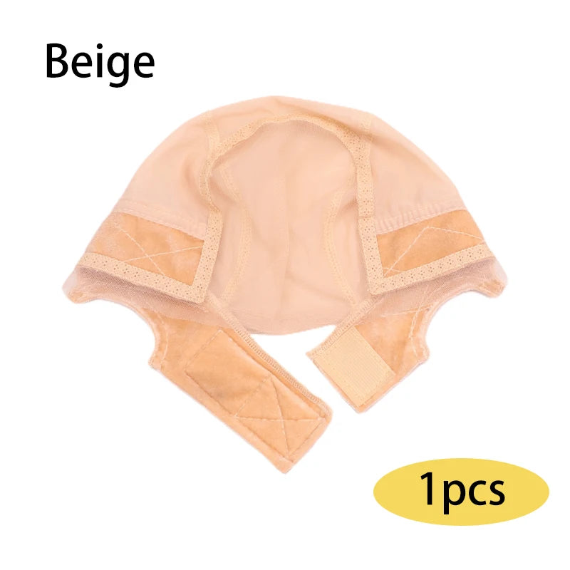 Beige Headband Wig Caps For Making Wigs Soft Wig Grip Cap With Hd Lace U Part Glueless Mesh Cap Hairnet For Making Lace Wigs