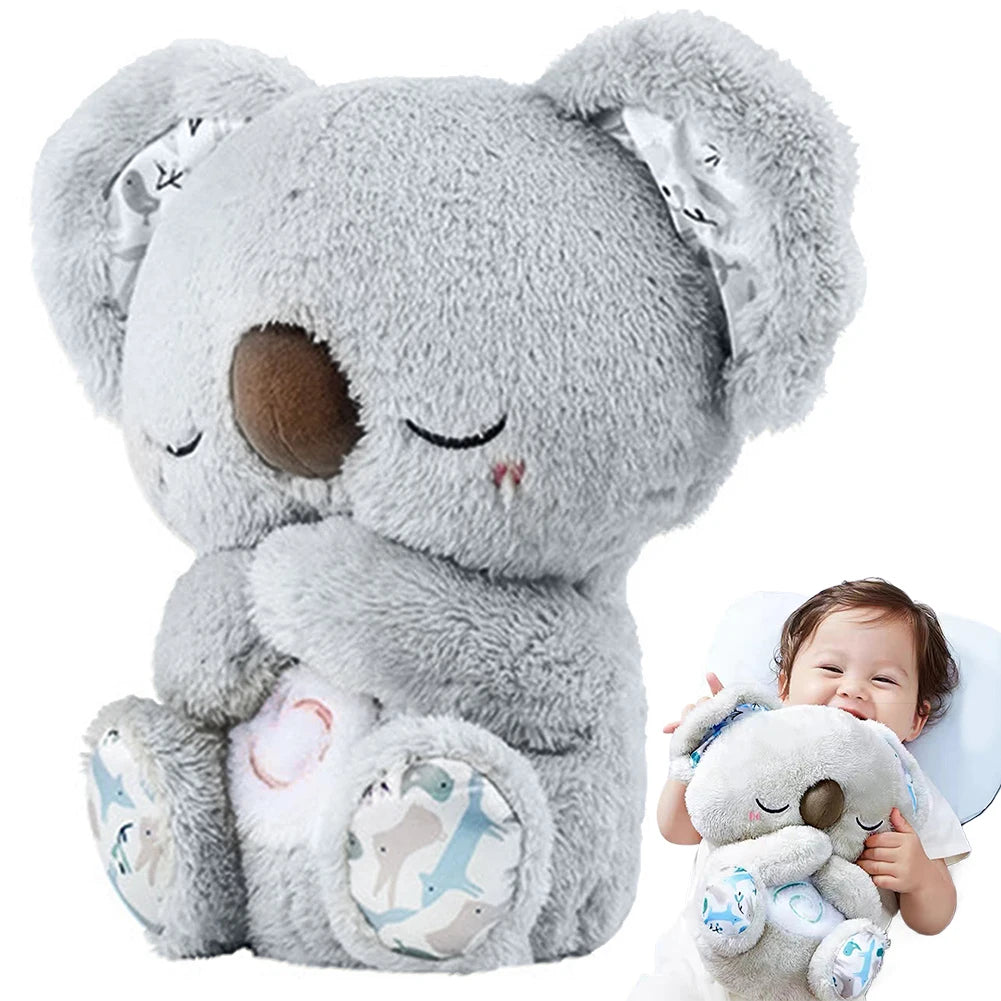 Breathing Koala with Light Sound Baby Sleep and Playmate Koala Musical Stuffed Plush Toy Newborn Sensory Comfortable Baby Gifts