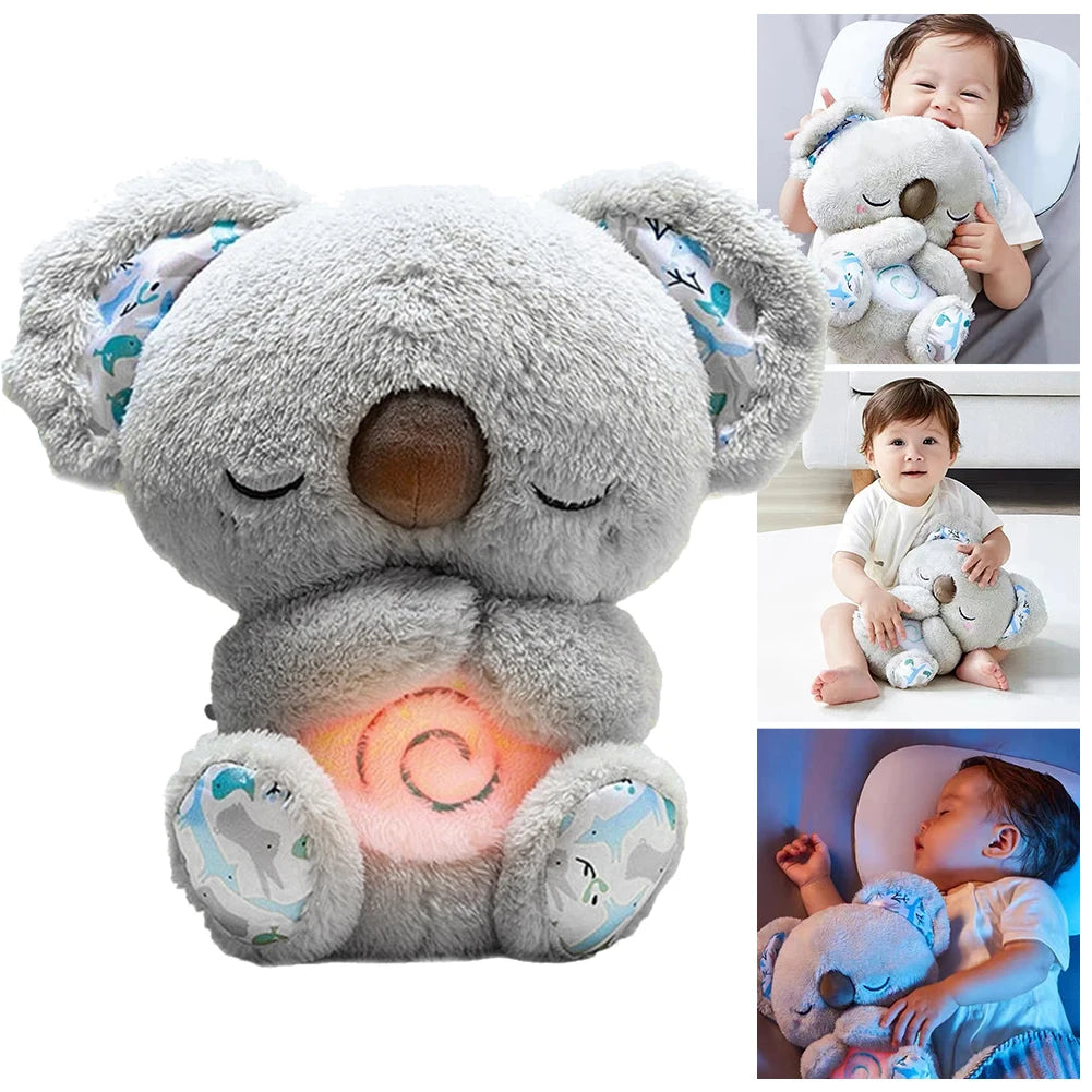 Breathing Koala with Light Sound Baby Sleep and Playmate Koala Musical Stuffed Plush Toy Newborn Sensory Comfortable Baby Gifts