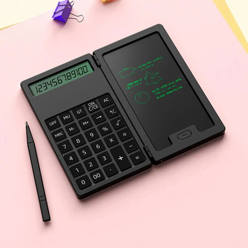 Calculator Portable Folding LCD Writing Board 12 Digits Clear Display Pocket-sized Scientific Calculator With Pen for Office