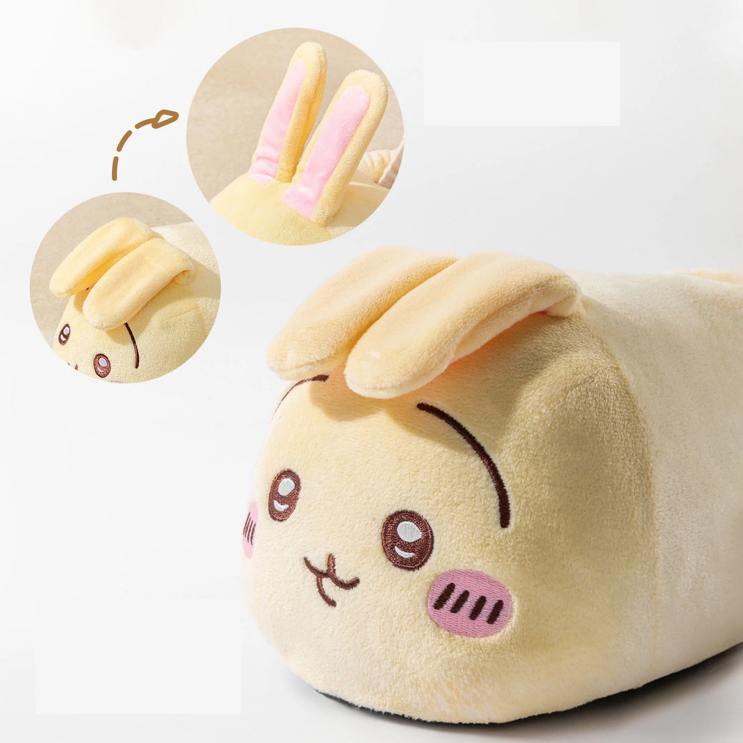 Chiikawa Usachi Orecchie mobili Cartoon Kawaii Simpatiche pantofole di cotone Anime Scarpe di peluche Pantofole da interno per la casa antiscivolo e impermeabili