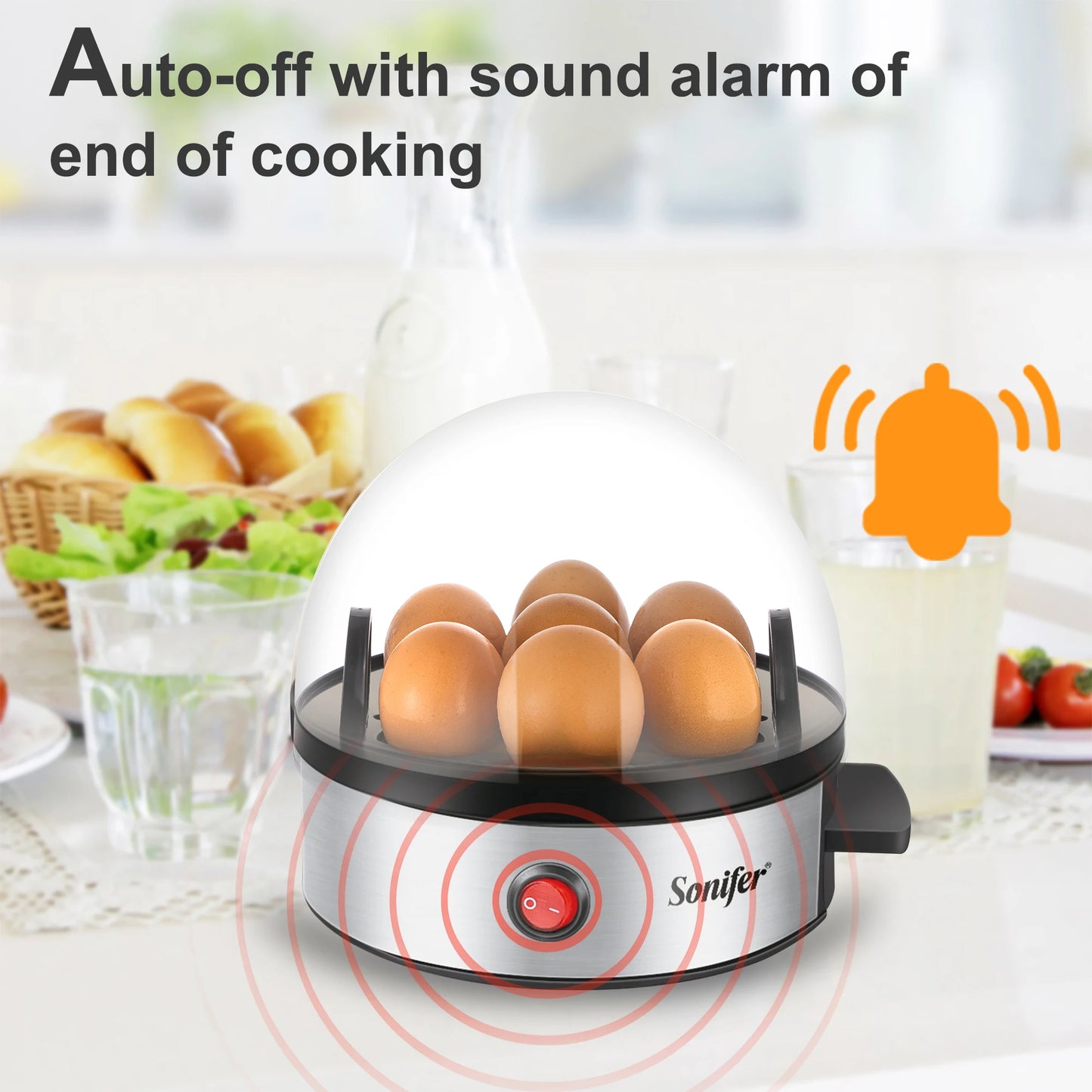 Comodo cuociuova elettrico cuociuova 7 pezzi Egg SteamerEgg CookerKitchen Cooking ToolsEgg CookerAuto-Off funzione 350W Sonifer