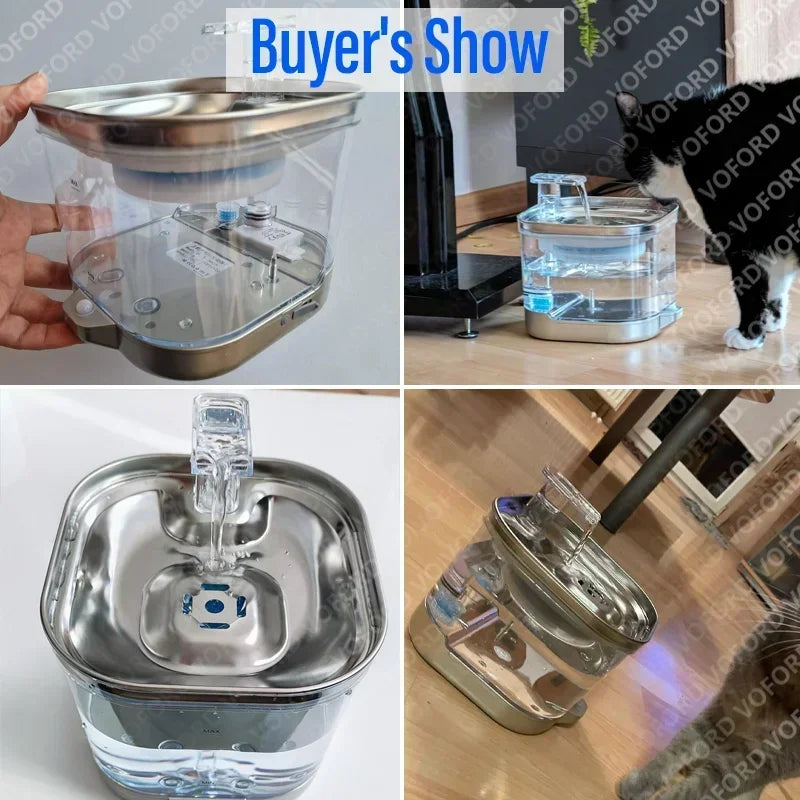 Cordless Drinker for Cats, Cordless Water Pump, Super Silent 2L Visual Water Level 5000mAh Motion Sensor Drinker, Pet Drinker