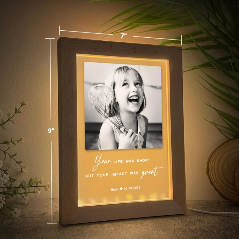 Cornice per foto luce notturna per mamma regali per la festa della mamma regali personalizzati per mamma papà cornice in legno lampada a LED con immagine regalo di compleanno