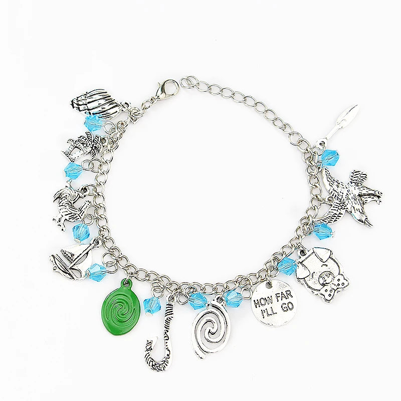 Disney Moana Charm Bracelet Dream Life Romantic Film Series Accessories Crystal Beads Bracelet  for Women Gift