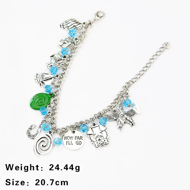 Disney Moana Charm Bracelet Dream Life Romantic Film Series Accessories Crystal Beads Bracelet  for Women Gift