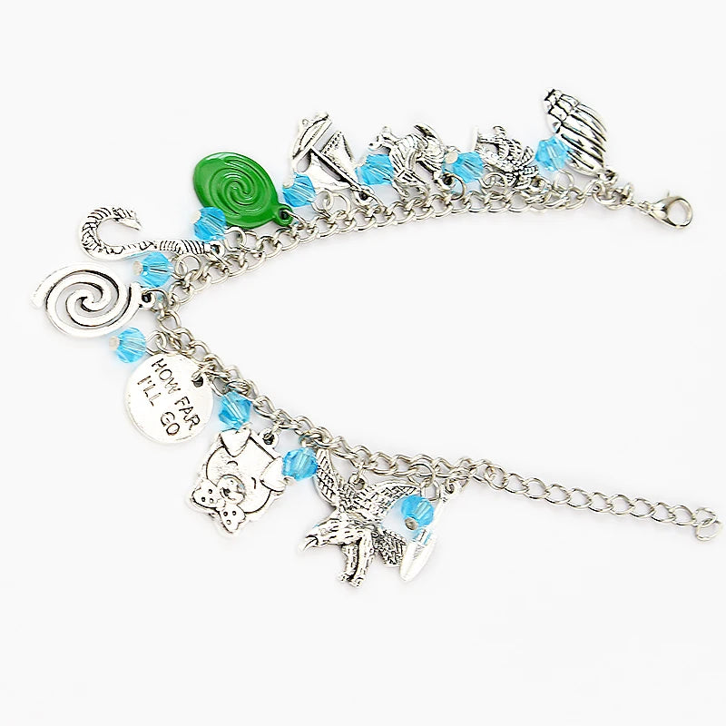 Disney Moana Charm Bracelet Dream Life Romantic Film Series Accessories Crystal Beads Bracelet  for Women Gift