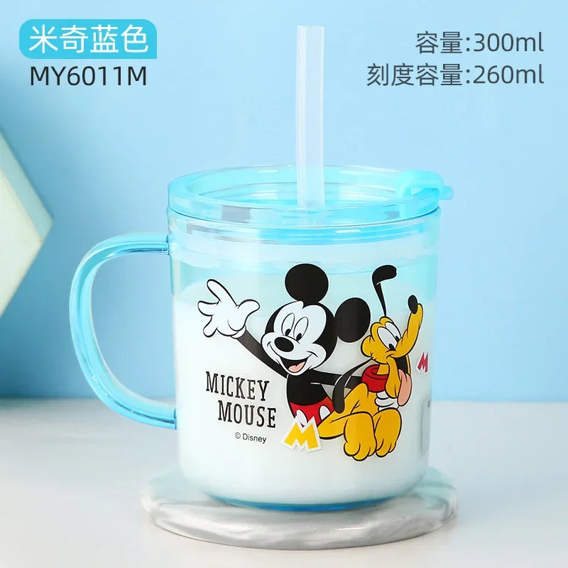 Disney girls Cartoons Minnie  Cartoon cups With straw kids Captain America Mickey Mouse Sport Bottles Princess Sophia Juice cup