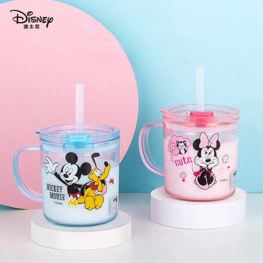 Disney girls Cartoons Minnie Cartoon cups With straw kids Captain America Mickey Mouse Sport Bottles Princess Sophia Juice cup