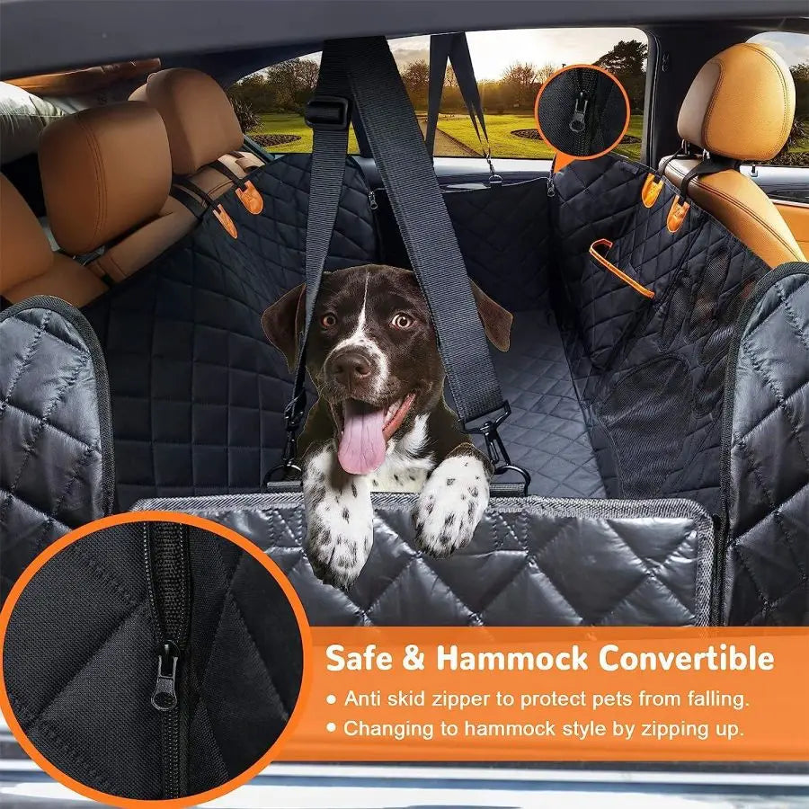 Dog Car Seat Cover for Back Seat, 100% Waterproof Dog Car Hammock with Visual Mesh Window and Side Zipper Car Seat & Door Protec