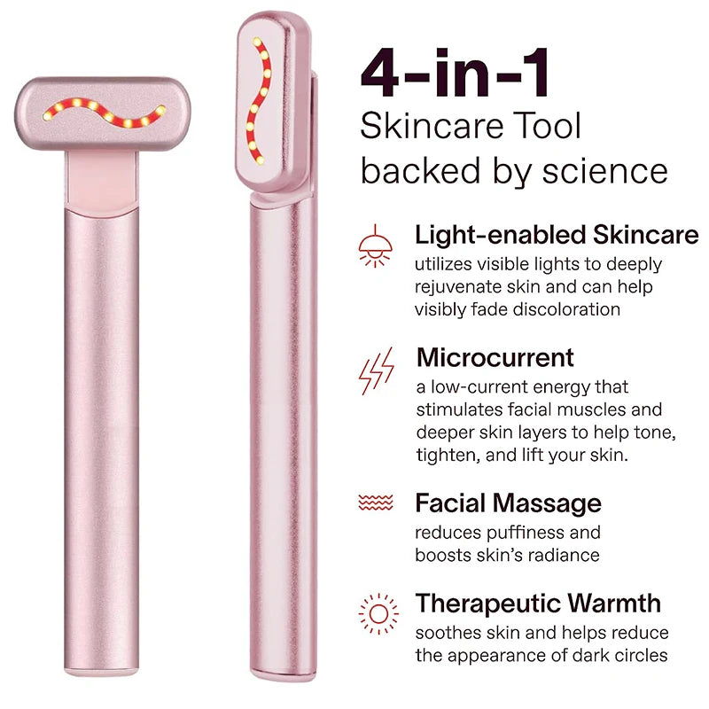 EMS Microcurrent Face Lifting Device Red Light Facial Wand Eye Neck Massager Skin Tightening  Anti Wrinkle Skin Care Beauty Tool