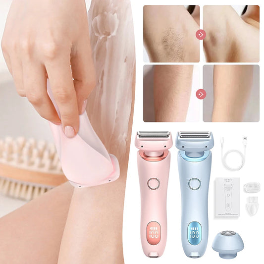 Electric Razors for Women 2 In 1 Bikini Trimmer Face Shavers Hair Removal for Underarms Legs Ladies Body Trimmer IPX7 Waterproof