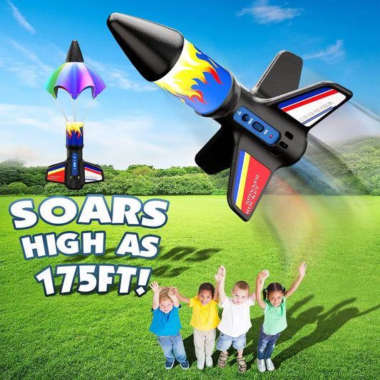 Electric Rocket Launcher Toys New Space Exploration Skyrocket With Parachute Kid Outdoor Toys Children Toys  Model Rocket Kit