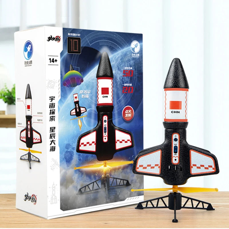 Electric Rocket Launcher Toys New Space Exploration Skyrocket With Parachute Kid Outdoor Toys Children Toys  Model Rocket Kit