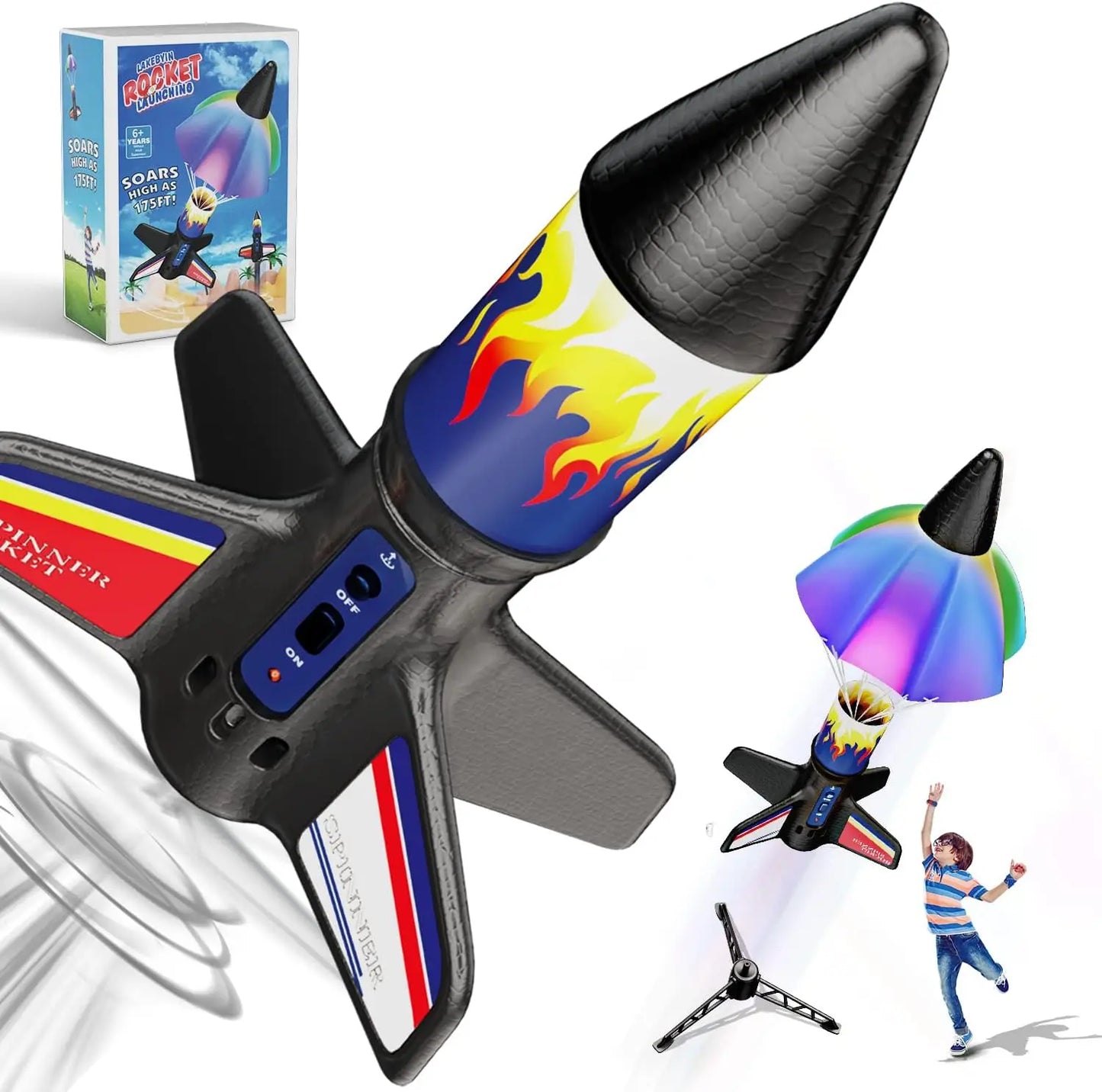 Electric Rocket Launcher Toys New Space Exploration Skyrocket With Parachute Kid Outdoor Toys Children Toys  Model Rocket Kit