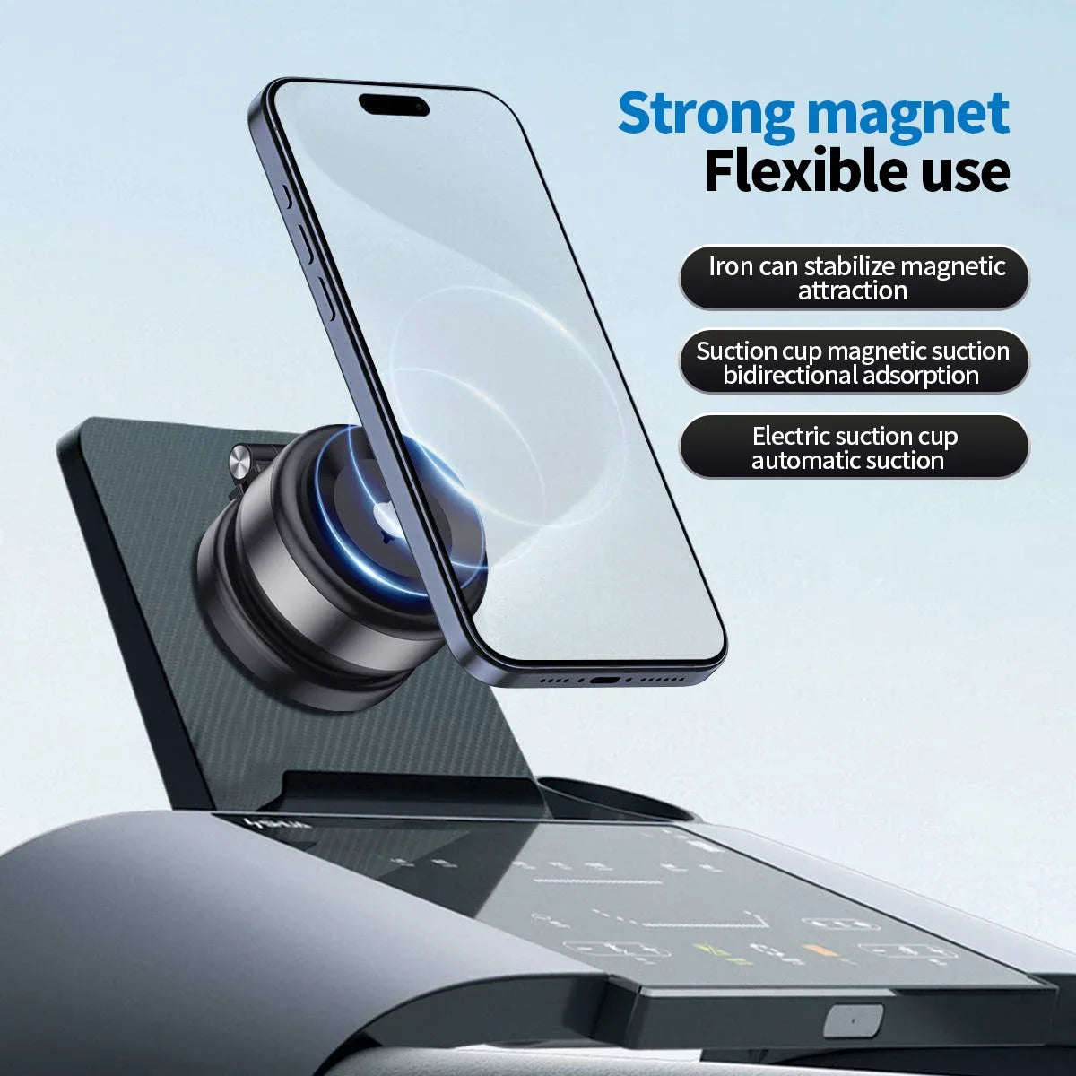 Electric Vacuum Magnetic Suction Car Phone Mount 360 Degree Rotating Compatible with 4.7-inch or Above Smartphones