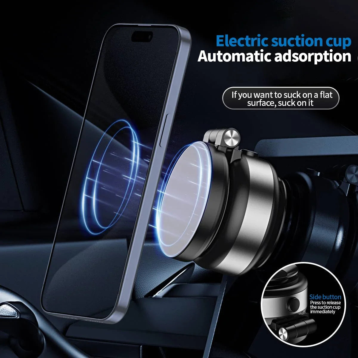 Electric Vacuum Magnetic Suction Car Phone Mount 360 Degree Rotating Compatible with 4.7-inch or Above Smartphones