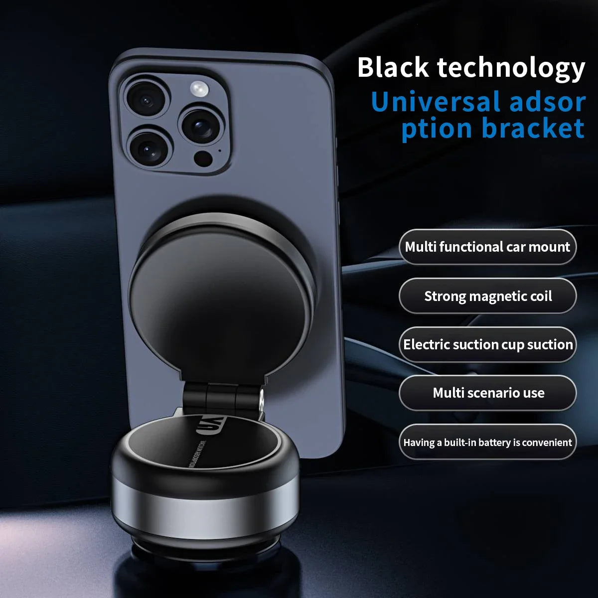 Electric Vacuum Magnetic Suction Car Phone Mount 360 Degree Rotating Compatible with 4.7-inch or Above Smartphones