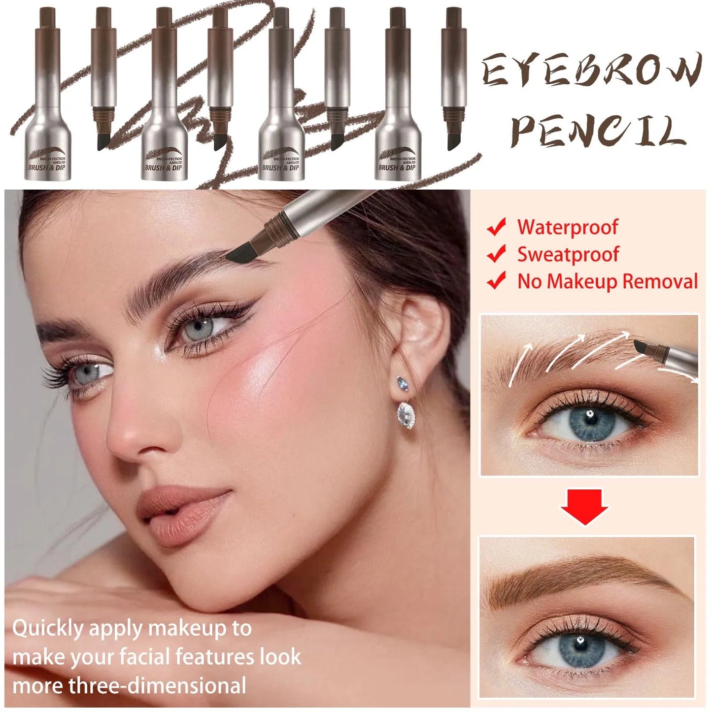 Eyebrow Hairline Pencil Wild Eyebrow Velvet Three-dimensional Eyebrow Dye Eyebrow Pencil Hairline Eyebrow Gel Large Brush Head