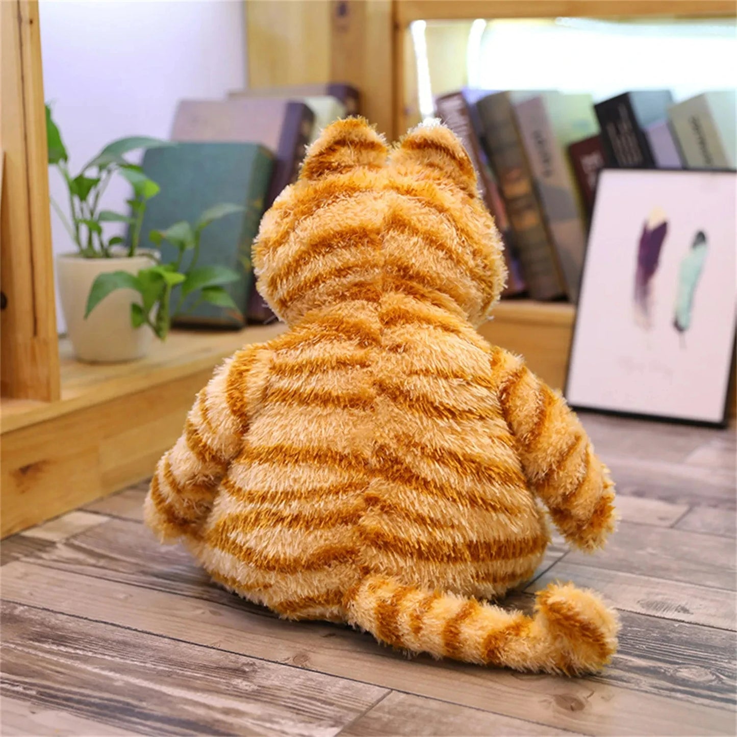 Fat Orange Plush Cat Stuffed Animals Toy, Lifelike Yellow Tabby Cat Kitty Toy for Boys and Girls Children Xmas Birthday