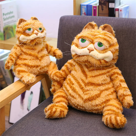 Fat Orange Plush Cat Stuffed Animals Toy, Lifelike Yellow Tabby Cat Kitty Toy for Boys and Girls Children Xmas Birthday