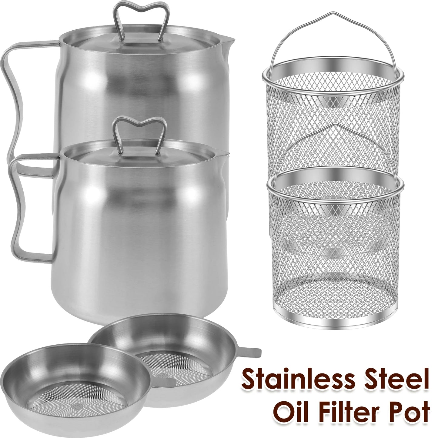 Filtro vaso dell'olio in acciaio inox filtro dell'olio per uso domestico vaso filtro per paletto contenitore per serbatoio brocca 1.5L-2.0L stoccaggio può utensili da cucina