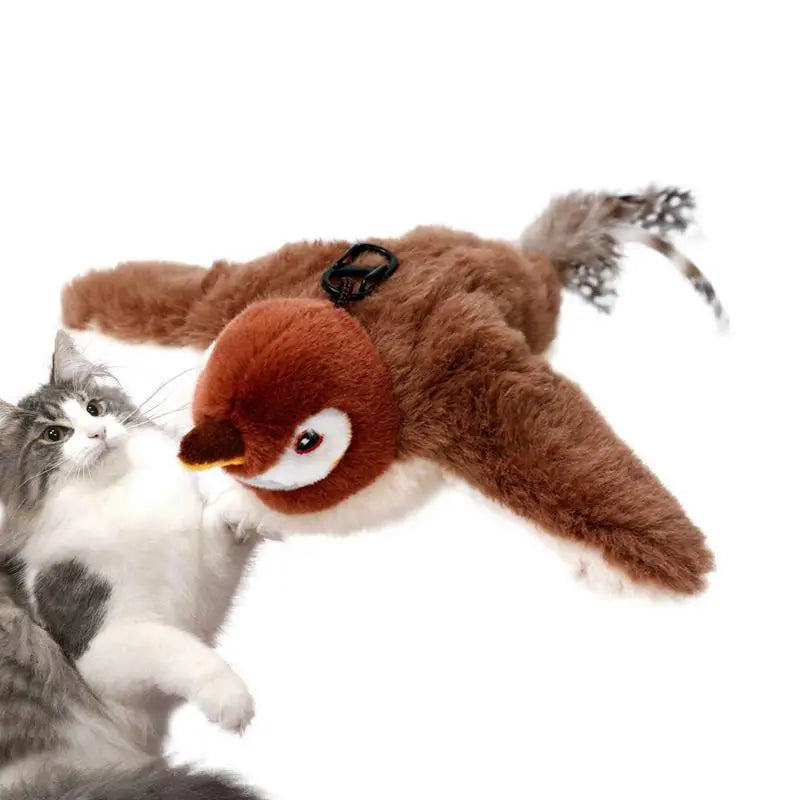 Flying Bird Cat Toy Rechargeable Automatic Flapping Wings Sparrow Catnip Toy Interactive Bird Cat Toy For Cats And Pets