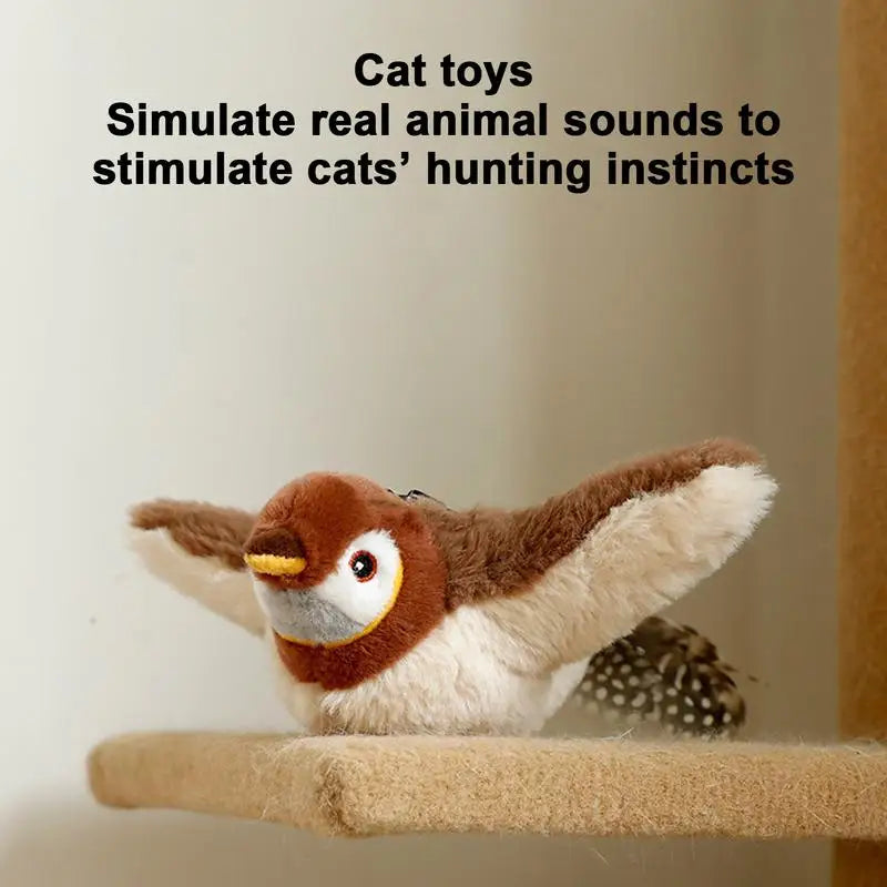 Flying Bird Cat Toy Rechargeable Automatic Flapping Wings Sparrow Catnip Toy Interactive Bird Cat Toy For Cats And Pets