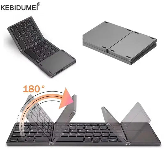 Folding Bluetooth Keyboard With Touchpad For IOS Android Windows Office Mini Wireless Keyboard Storage Three Systems Universal