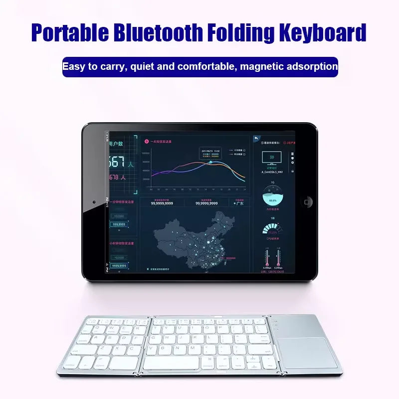 Folding Bluetooth Keyboard With Touchpad For IOS Android Windows Office Mini Wireless Keyboard Storage Three Systems Universal